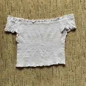 White open shoulder crop top